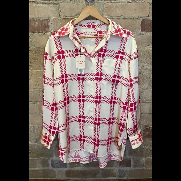 Marni x Uniqlo NWT Oversized Punk & White Shirt Sz XS - Picture 2 of 5
